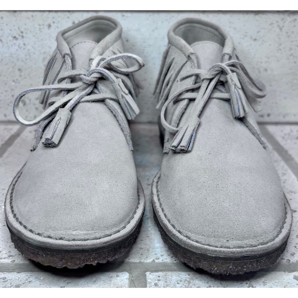 J Crew Fringed Macalister Suede Boot Tassel Laces Grey Tan Size 9 NWOB - Picture 3 of 13